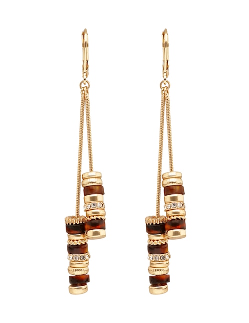 Aretes largos Leather Tortoise con acabado pulido 1