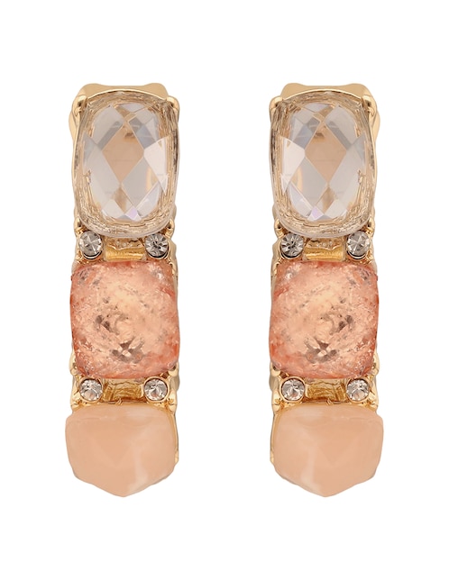 Aretes cortos circulares Anne Klein X Anjelica Roselyn con acabado pavé 1