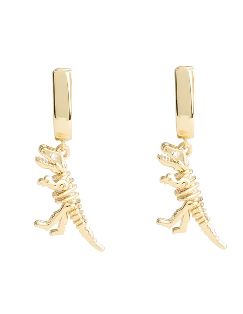 Aretes largos de dinosaurio con acabado pulido 1