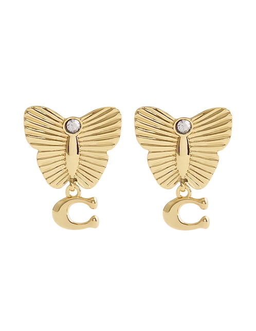 Aretes huggies de mariposa con acabado pulido 1