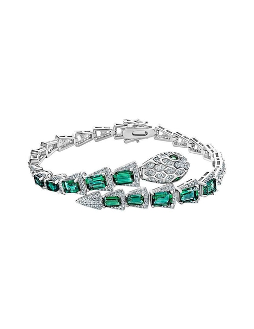 Brazalete Gladkova Joyería de plata con esmeralda P 925 con acabado liso
