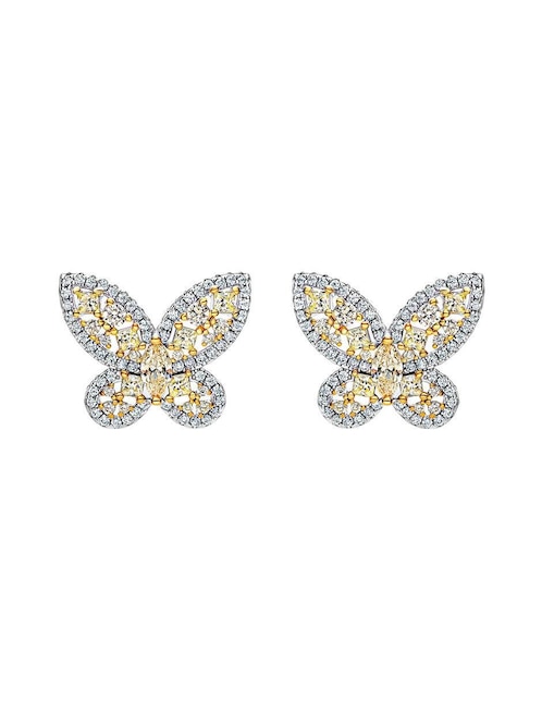 Broqueles de mariposa Gladkova Joyería de plata P 925 con acabado brillante topacio