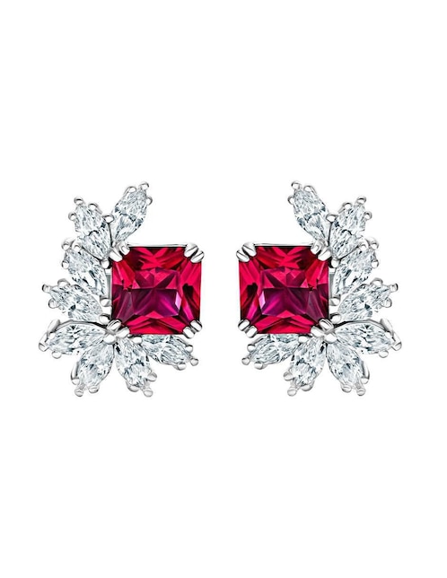 Broqueles de flor Gladkova Joyería de plata P 925 con acabado brillante rubí