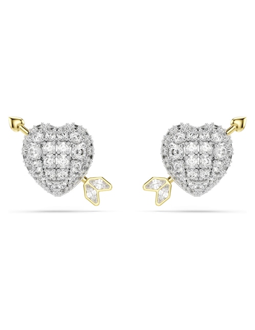 Aretes cortos de corazón Idyllia con acabado brillante zirconia 1