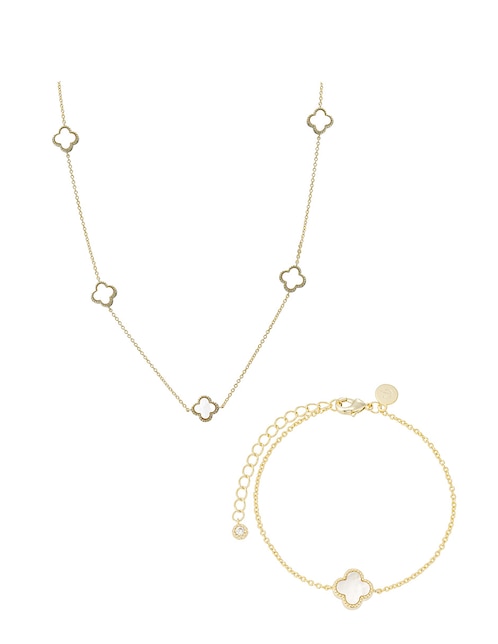 Collar y pulsera de trébol Golden 14 K