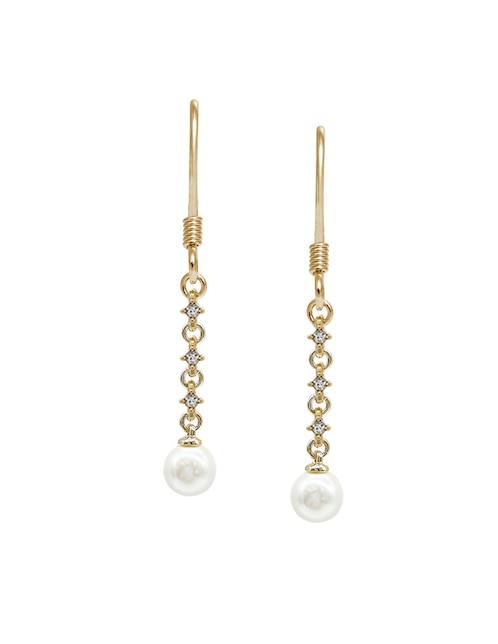 Aretes largos con acabado Pavé perla 1