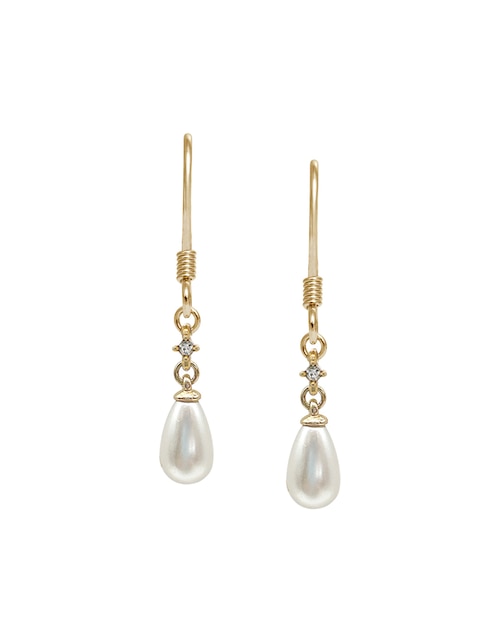 Aretes largos de gota con acabado pulido perla 1