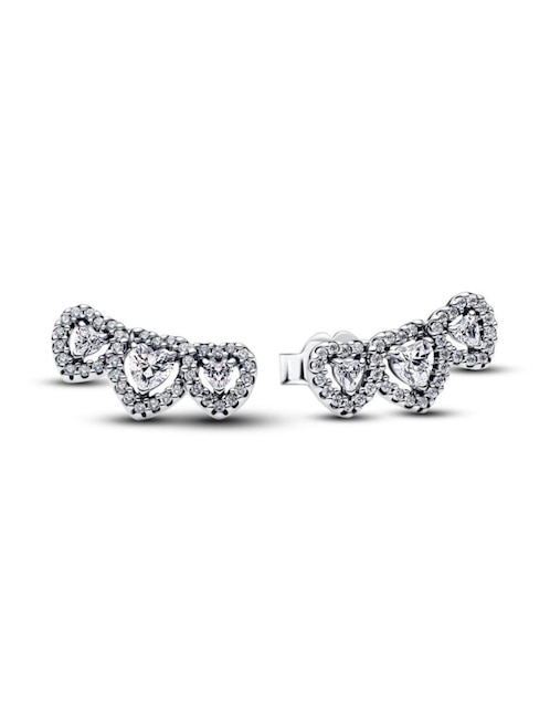 Aretes cortos de corazón Pandora Timeless de plata P 925 con acabado pavé zirconia cúbica