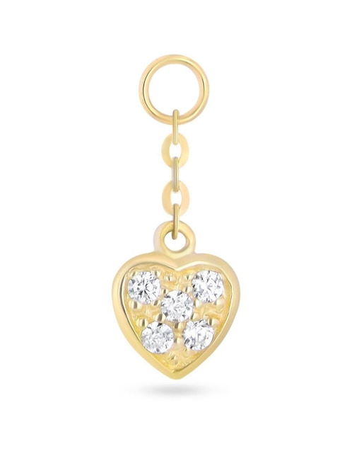 Charm de corazón Joyerias Bizzarro de oro amarillo 14 K zirconia