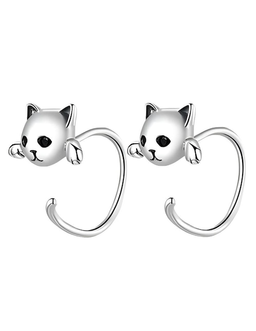 Aretes cortos de gato Xtellar de plata P 925