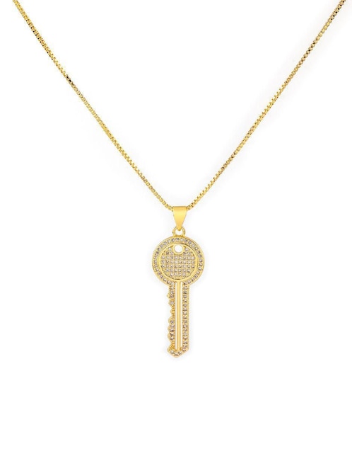 Collar con dije de llave Yoiko con acabado baño de oro 18 K