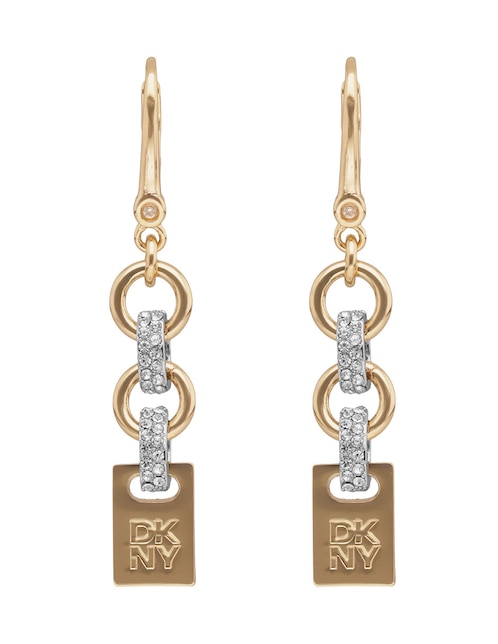 Aretes largos de rectangular Paula con acabado pavé 1