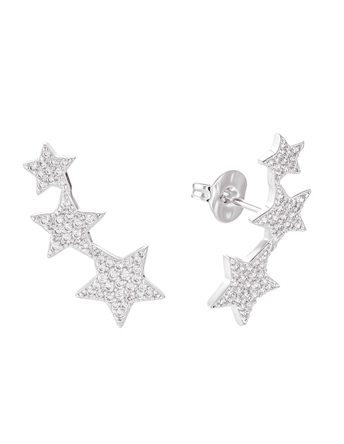 Aretes cortos de estrella 14 K con acabado baño de oro zirconia 1
