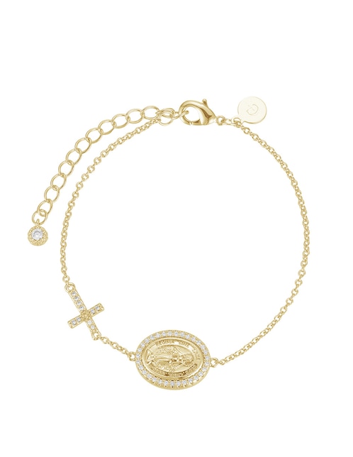 Pulsera con zirconia 14 K acabado baño de oro 1