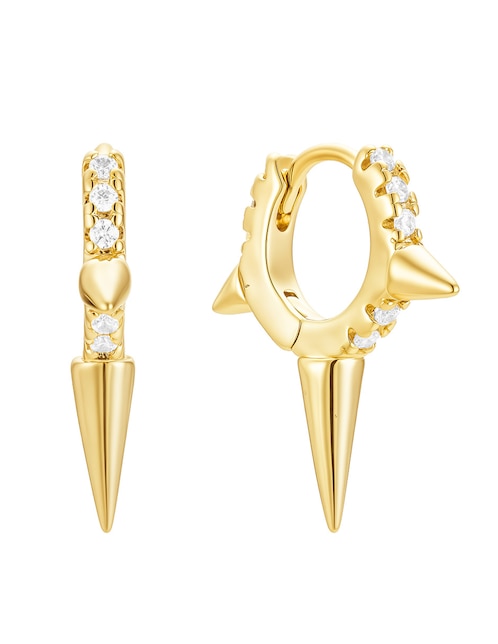 Aretes huggies 14 K con acabado baño de oro zirconia 1