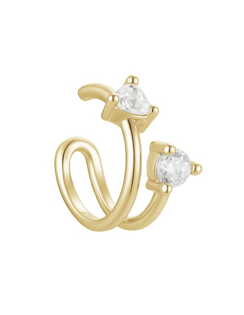 Arete ear cuff 14 K con acabado baño de oro zirconia 1