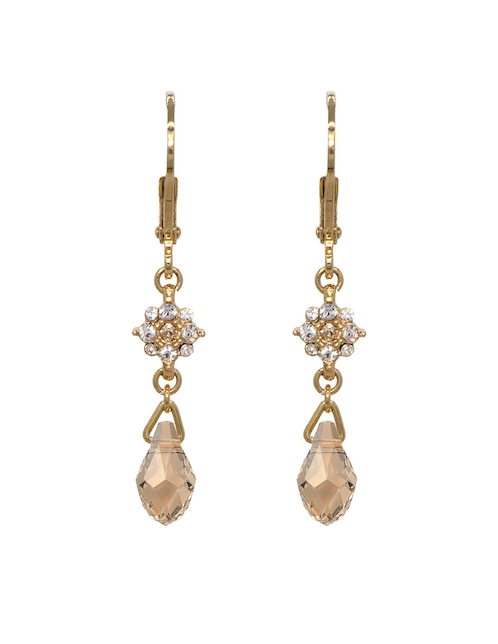 Aretes largos de gota Briolettes con acabado pavé cristal 1