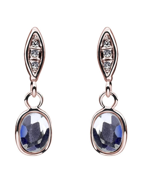Arets de gota Ocean Heart Elegance con acabado baño de oro rosa cristal