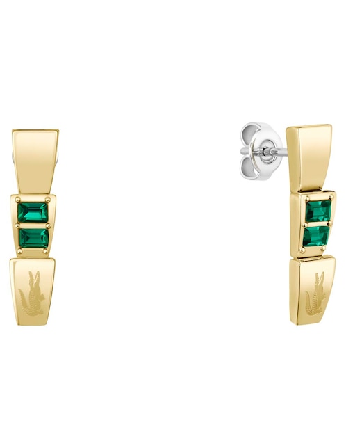 Aretes cortos rectangulares Crocodelle con acabado brillante cristal 1
