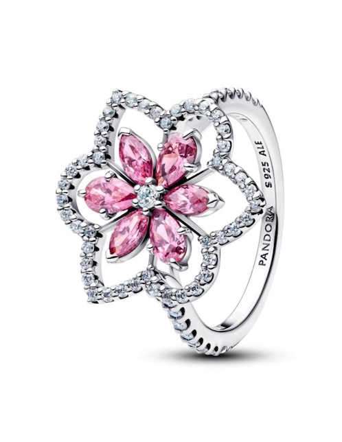 Anillo de flor Pandora P 925 de plata zirconia cúbica brillante