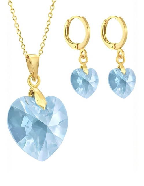 Aretes y collar de corazón Zvezda Aurore 18 K cristal