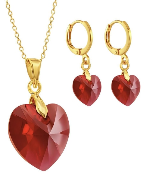Aretes y collar de corazón Zvezda Aurore 18 K cristal
