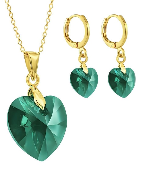 Aretes y collar de corazón Zvezda Aurore 18 K cristal