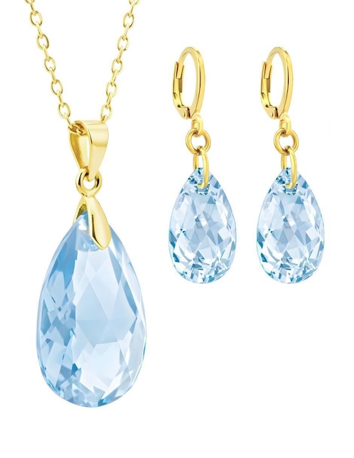 Aretes y collar de gota Zvezda Aurore 18 K cristal