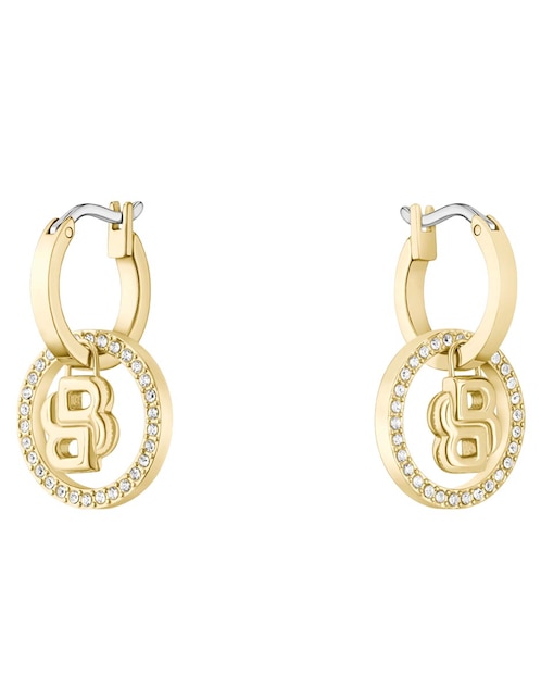 Aretes cortos Double B Divine con acabado brillante cristal 1