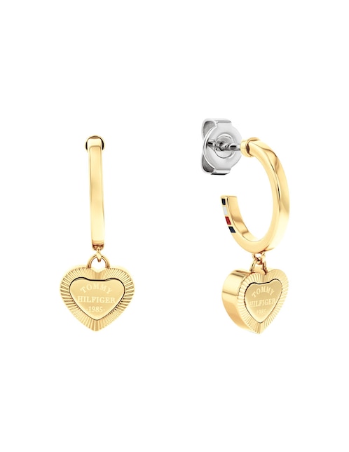 Aretes cortos de corazón Layered con acabado brillante 1