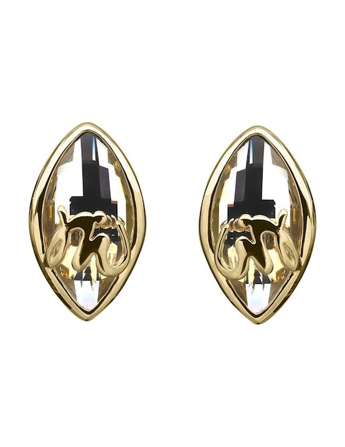 Aretes cortos de gota Ocean Heart Elegance con acabado baño de oro 18 K cristal