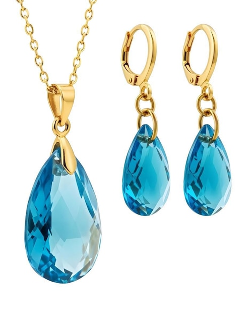 Aretes y collar Zvezda Aurore con acabado chapa de oro 18 K cristal