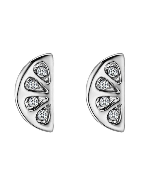 Aretes cortos de naranja Ocean Heart con acabado baño de oro blanco 18 K cristal