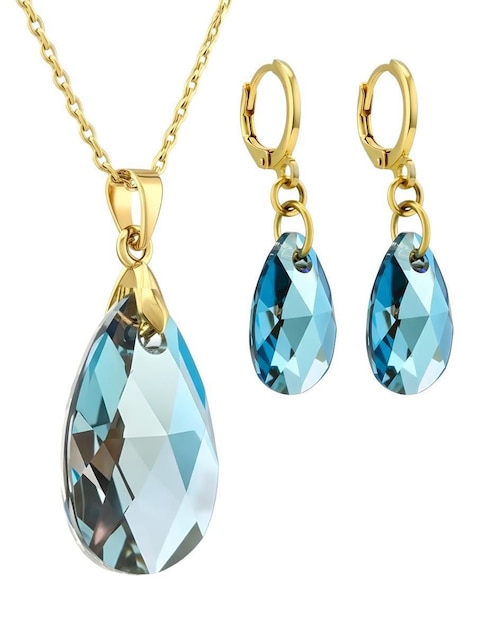 Aretes y collar Zvezda Aurore con acabado chapa de oro 18 K cristal