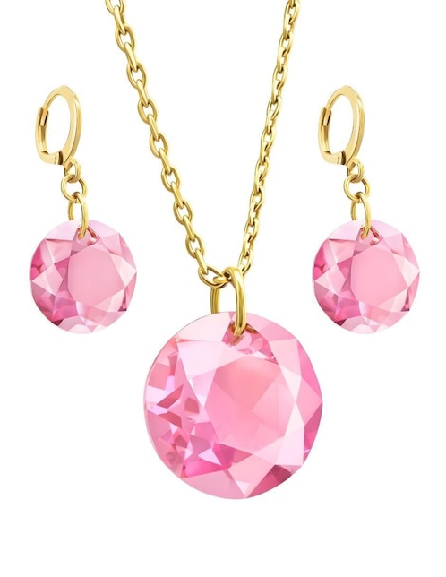 Aretes y collar Aurore con acabado chapa de oro 18 K cristal 1