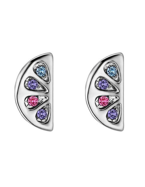 Aretes cortos de naranja Ocean Heart con acabado baño de oro blanco 18 K cristal