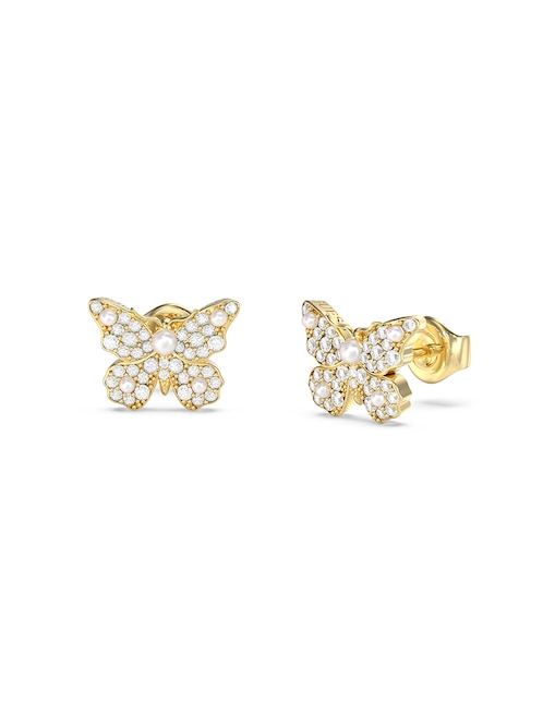 Aretes cortos de mariposa con acabado pavé circonita 1