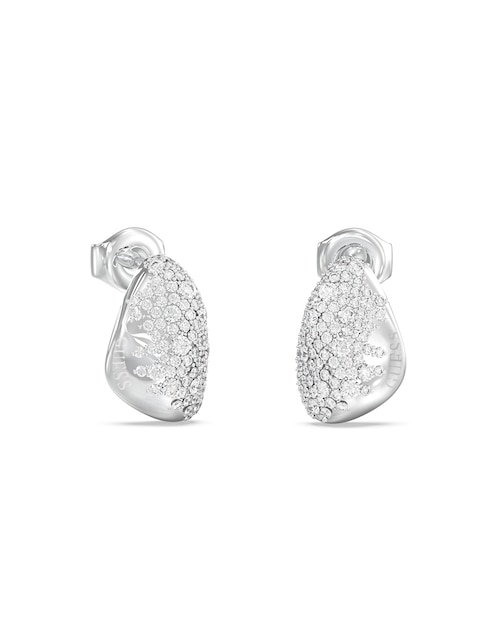 Arete corto Moon Drops de acero inoxidable con acabado pavé circonita 1