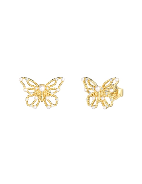Broqueles de mariposa con acabado brillante circonita 1
