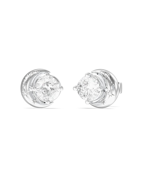 Aretes cortos de luna Aurora con acabado pavé circonita 1