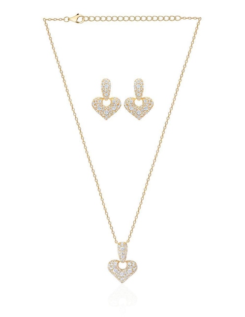 Aretes y collar de corazón Gladkova Joyería de plata P 925 zirconia