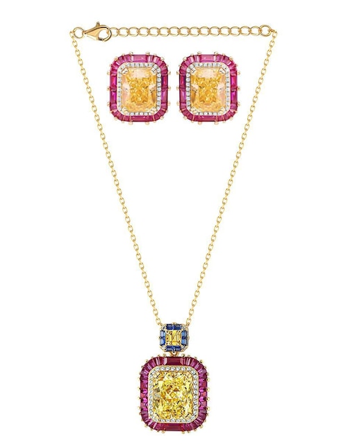 Aretes y collar Gladkova Joyería de plata P 925 zirconia