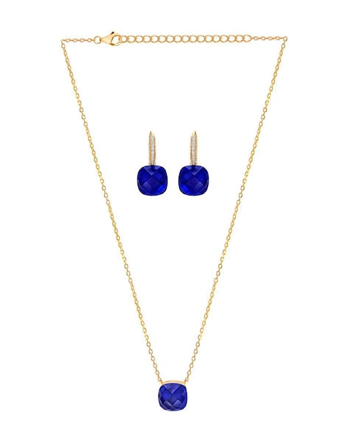 Aretes y collar Gladkova Joyería de plata P 925 zafiro