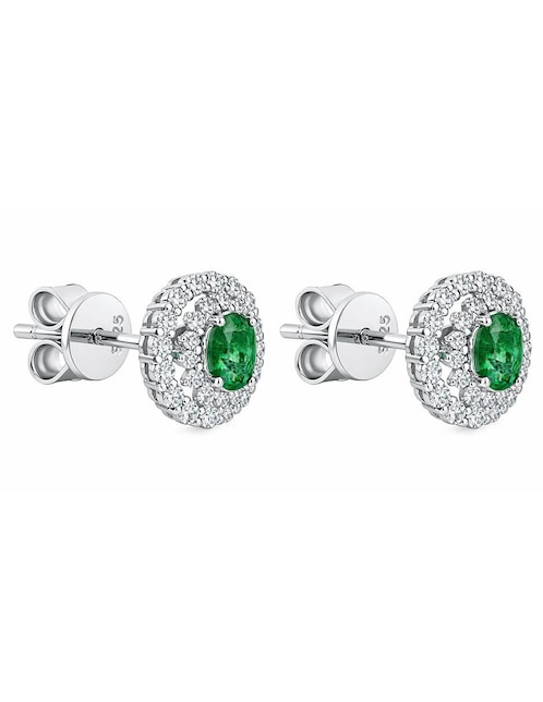 Broqueles circulares Gladkova Joyería de oro blanco 14 k con acabado pavé esmeralda