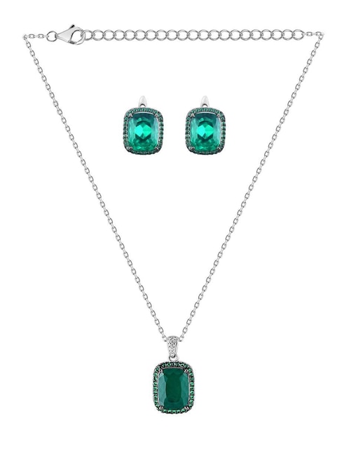 Aretes y collar Gladkova Joyería de plata P 925 esmeralda