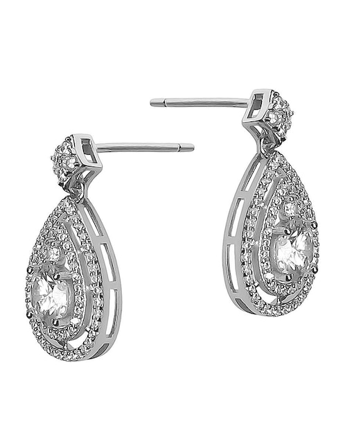 Aretes cortos de gota Sofia Blum de plata P 925 con acabado baño de rodio diamante de laboratorio