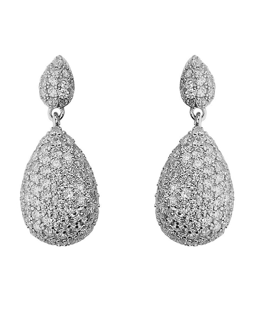 Aretes largos de gota Sofia Blum de plata P 925 con acabado baño de rodio diamante laboratorio