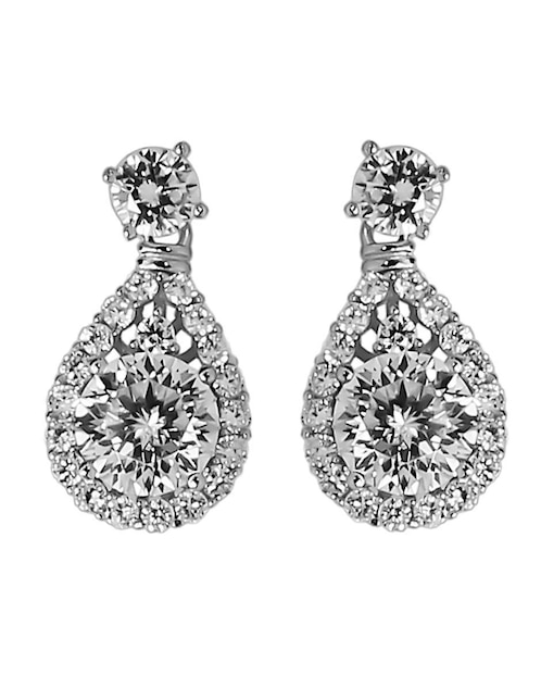 Aretes cortos de gota Sofia Blum de plata P 925 con acabado baño de rodio diamante laboratorio