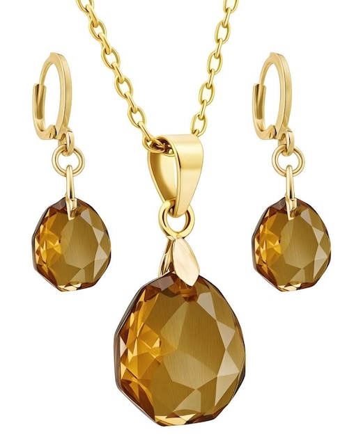 Aretes y collar de gota Zvezda Aurore baño de oro 18 k cristal