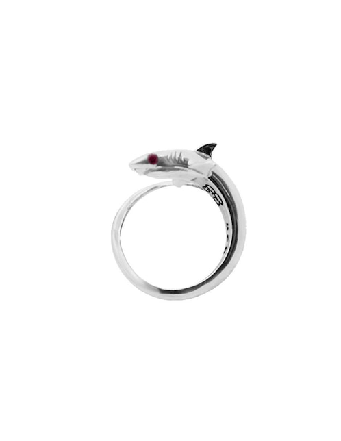 Anillo con gema de serpiente México P 925 de plata rubí pulido